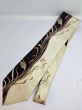 Milano Moda Hand Made 100% Silk Wide Tie, Burgundy, Ivory